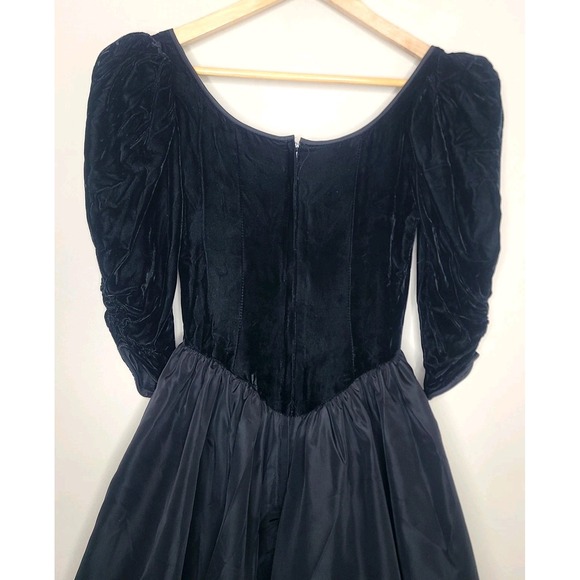 Vintage 80s Gunne Sax Dress Black Jessica McClintock Velvet Taffeta USA Size‎ 3 - Picture 5 of 7